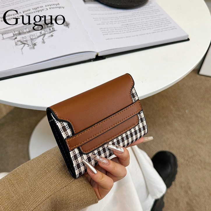 Guguo Free Shipping Designer Luxury Wallet Fashion European And American Retro High-end Sense Trend Print Fold Card Holder Short Coin Purse