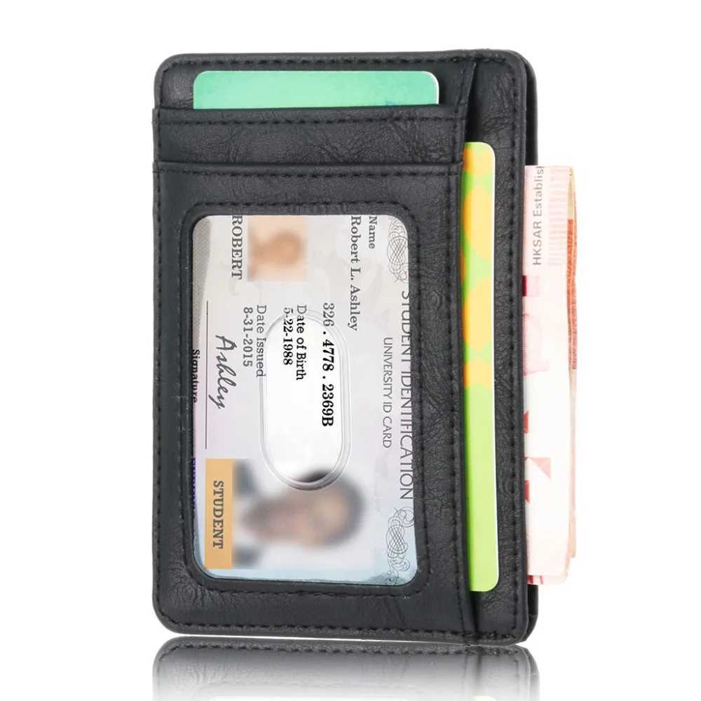 THINKTHENDO Slim RFID Blocking Leather Wallet Credit ID Card Holder Purse Money Case for Men Women 2020 Fashion Bag 115x8x05cm W250911