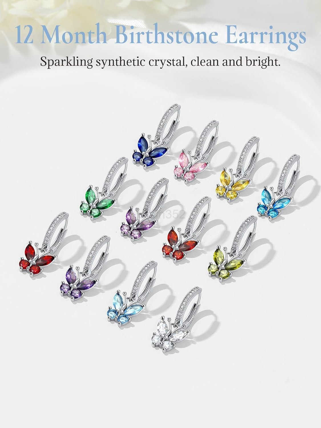 925 Sterling Silver Butterfly Earrings Hypoallergenic Birthstone Earrings for Women Butterfly Dangle EarringDainty Birthday Gifts for WomenHerW250911