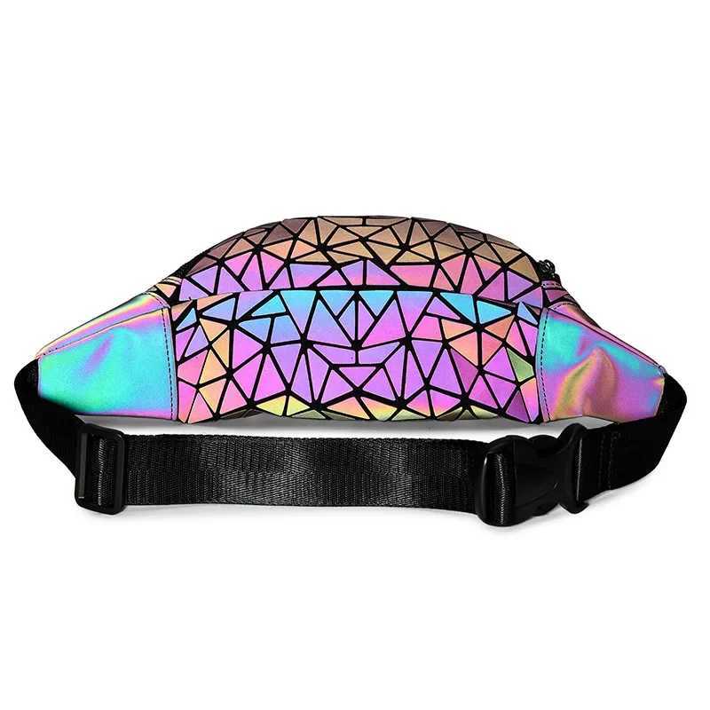 Women Fashion Waist Bag Fanny Pack Geometric Luminous Belt Bag Holographic Travel Men Chest Bags Handbag Waist Pack Z250911
