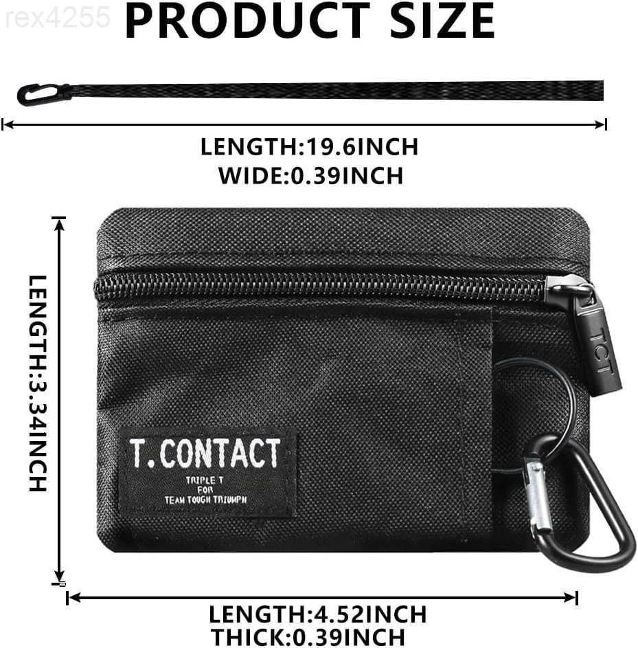 Slim RFID Blocking Zippered Lanyard Wallet Compact ID Holder Coin Purse for Men Women and Kids Lightweight Keychain Card Case with 2 Zippered Pockets 