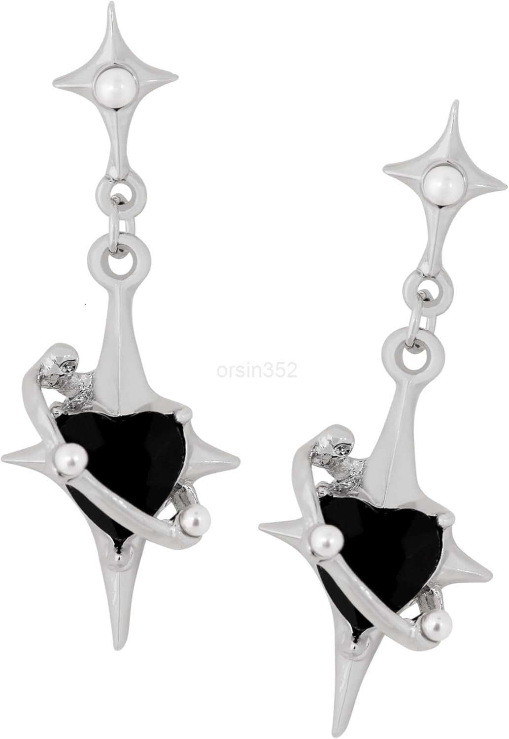 Cool Silver Star Stud Earrings Y2K Studs Jewelry Accessories Gifts for Women GirlsW250911