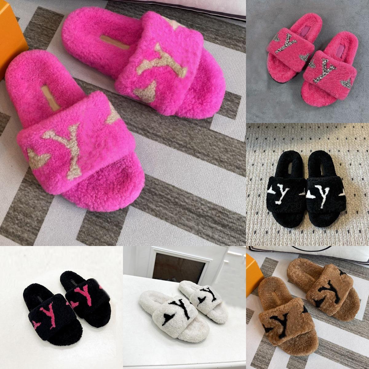 Luxury Slides Paris cotton slippers Designer men women Slippers Ladies Wool Winter Fur Fluffy Furry Warm Letters Sandals Comfortable Fuzzy Girl Flip Flop Slipper