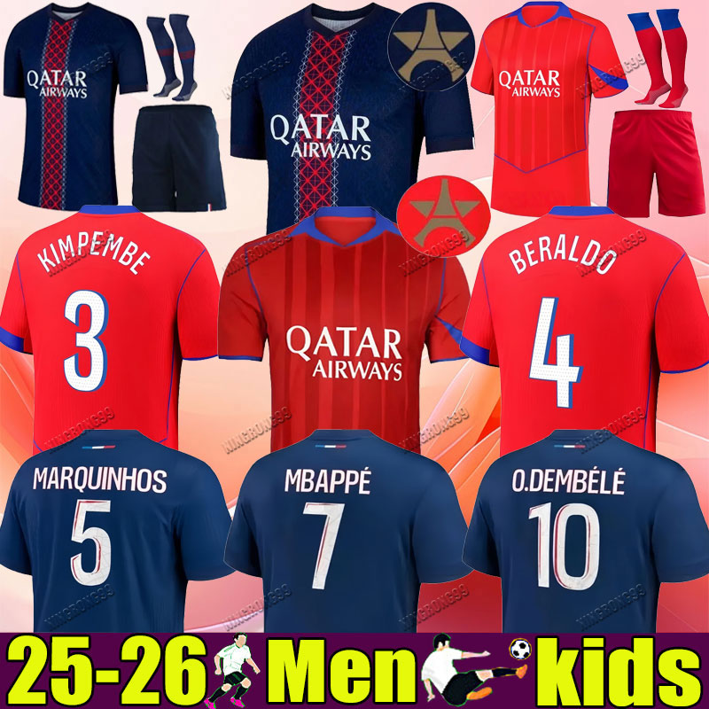 2025 2026 soccer jerseys maillot de foot Kvaratskhelia 4th JOAO NEVES Zaire-Emery HAKIMI football football shirt 25 26 hommes BARCOLA O.Dembele Fourth PSGES Kit