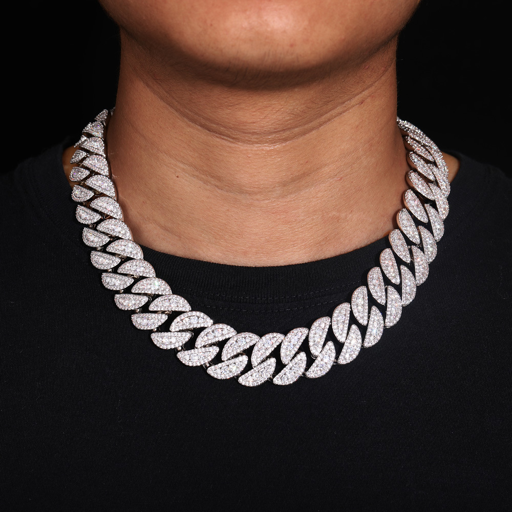 22mm Hip Hop Miami Cuban Chain Necklace Bracelets 5A Zircon Gold Plated Jewelry