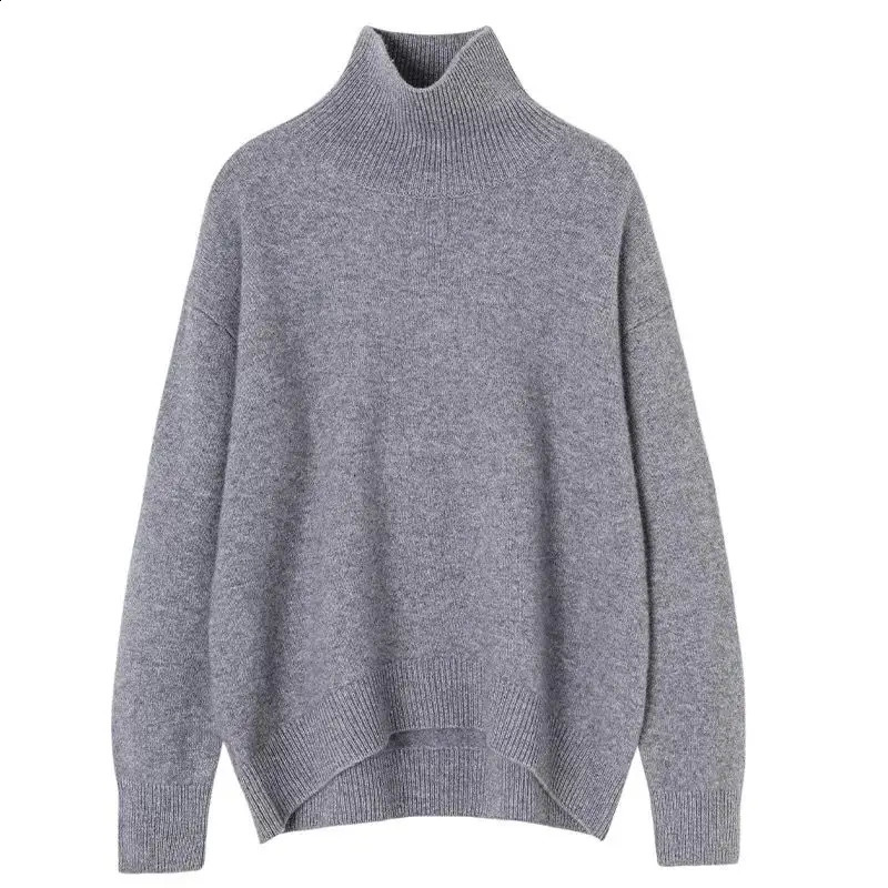 Autumn and Winter Thick Cashmere Sweater Women High Neck Pullover Warm Loose Knitted Base Jacket Tops 250911