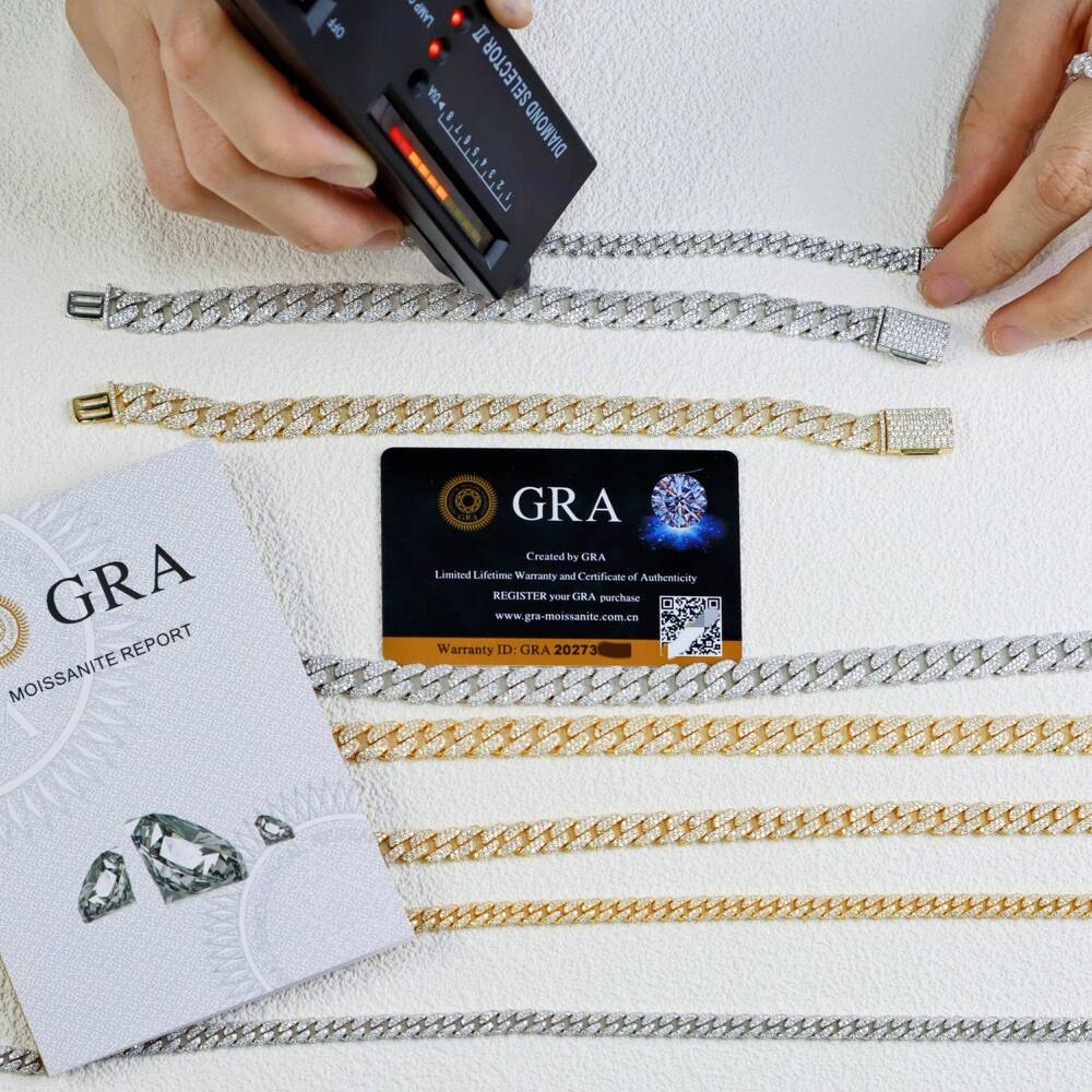 Mens New Fashion S925 Silver Cuban Chain Necklace14K 18K Gold Plated Fine Moissanite Jewellery in Iced Out Hip Hop Style