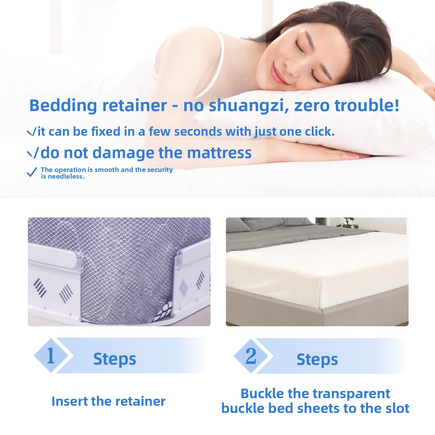 Minimalist Bed Sheet Clips - Anti-Slip for Sheets Bed Skirts Fits Multiple Mattress Types 4-Corner Invisible Design Keeps Sheets Secure & In Place-S80