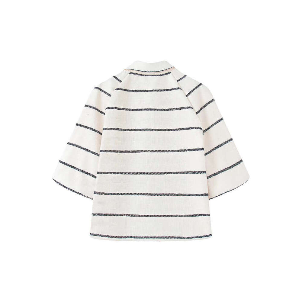 DHEssentials Summer New Simple Elegant Little Chanel Style Short Sleeve Top + Striped Fashion Shorts Set