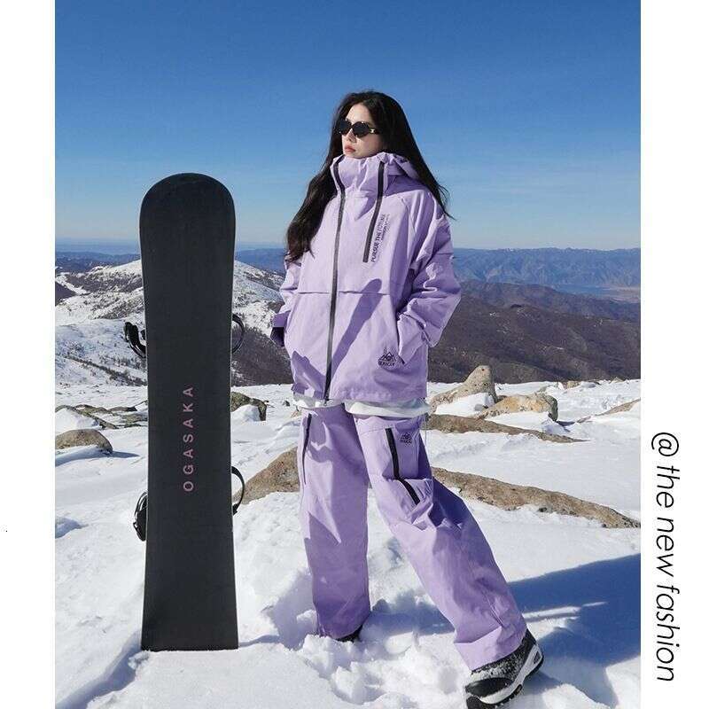 New Purple Ski Suit Set, Bright Color, Thick Warm, Suitable For Both Men And Women, Casual Outdoor Mountaineering