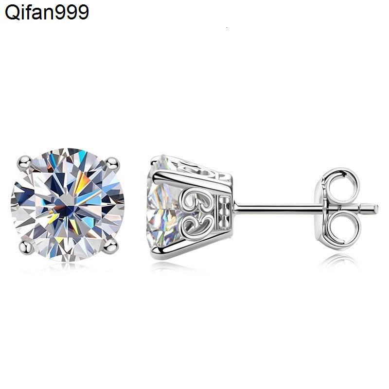 Wholesale Fashion Jewelry 925 Sterling Silver Moissanite Stud Earrings High Grade Simple Elegant Double C Earring for Women Gift
