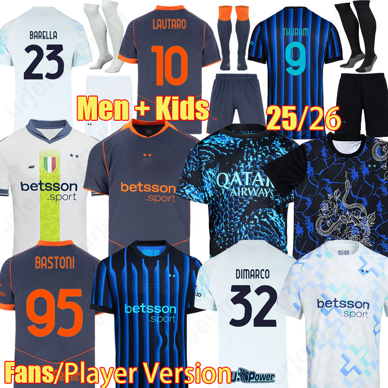 Inter Milanes 25 26 TOP LAUTARO THURAM soccer jerseys BASTONI INTERS BARELLA 2025 2026 VR46 Special shirt PAVARD CALHANOGLU DIMARCO football shirt kids kit