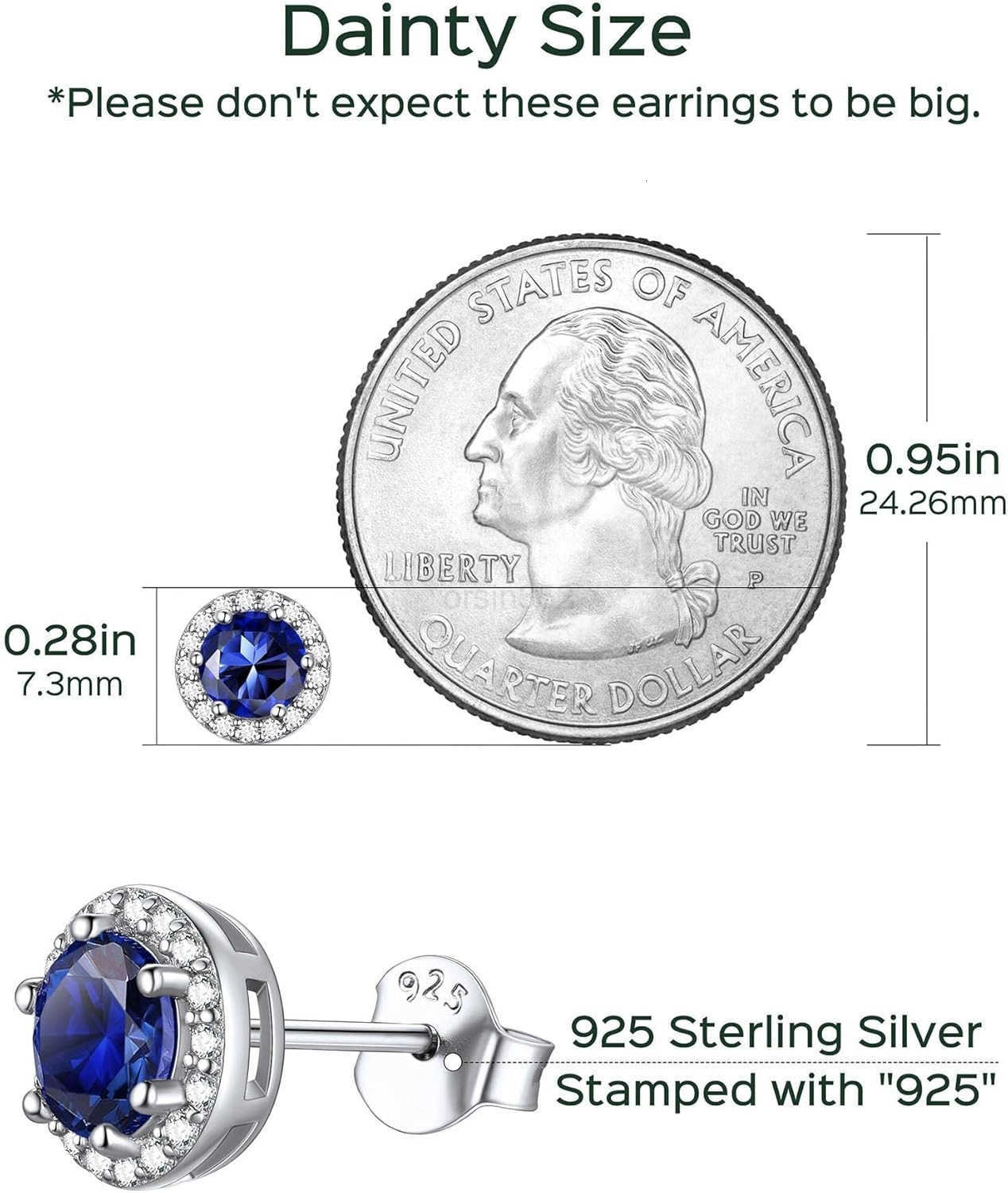 925 Sterling Silver HeartRoundPearEmerald Cut Birthstone Stud Earrings for Women Birthday JewelryW250911