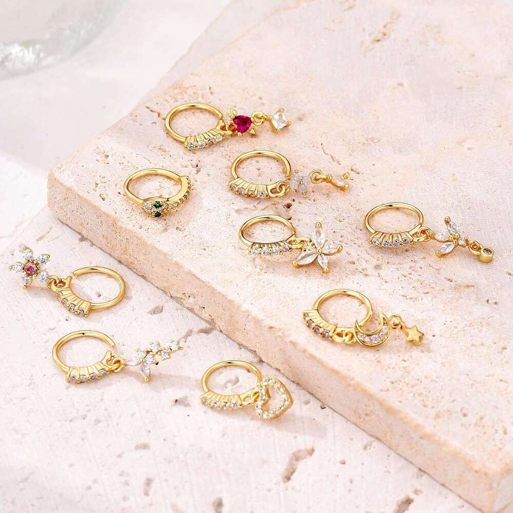 18PCS 20G Rings for Women -9PCS L-Shaped Studs 9PCS Hoops with Charm Dangling | Stainless Steel & CZ Piercing Jewelry(Gold/Sier)| Hypoallergenic 20Gau