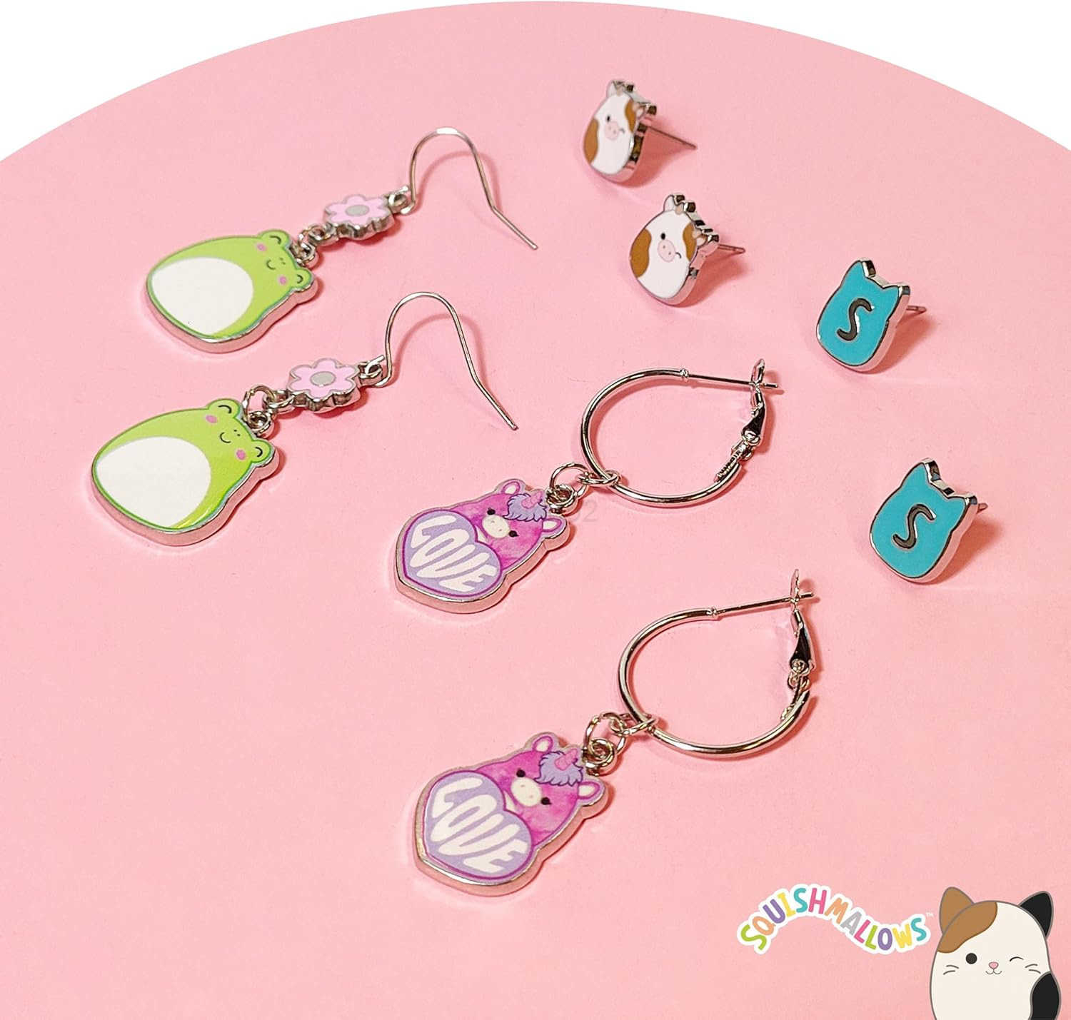 Hypoallergenic Earrings for Girls Stud and Fishhook Drop Sets with Charms One Size Fits All Ages 8W250911