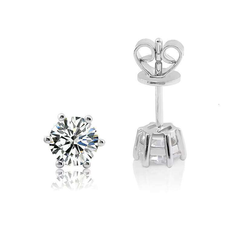 D Color 0.5ct VVS Moissanite Stud Earrings High Shine Daily Wear Sterling Sier Jewelry Women Push Back for Party Gift