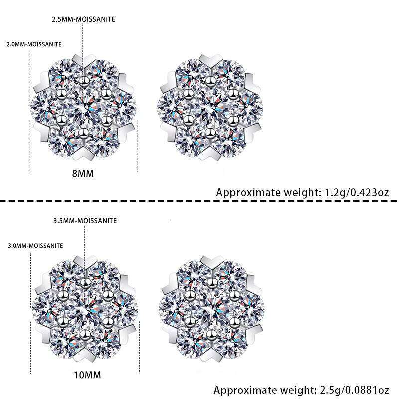 Factory Direct Sale High-end Design Sterling Sier for Women Snowflake Moissanite Earrings Valentine's Day Gift