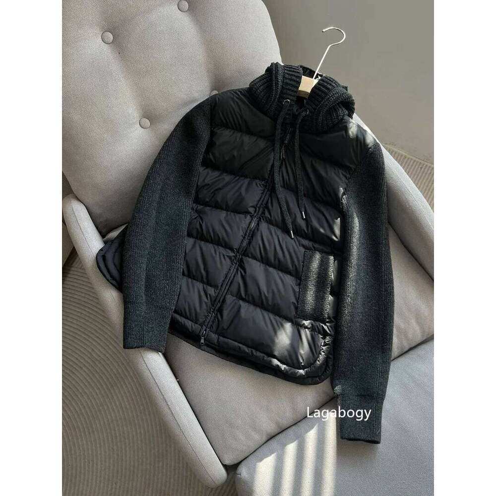 Lagabogy 2025 New Autumn Winter Knitted Patchwork White Duck Down Jacket Women Drawstring Hooded Warm Lightweight Puffer Coat