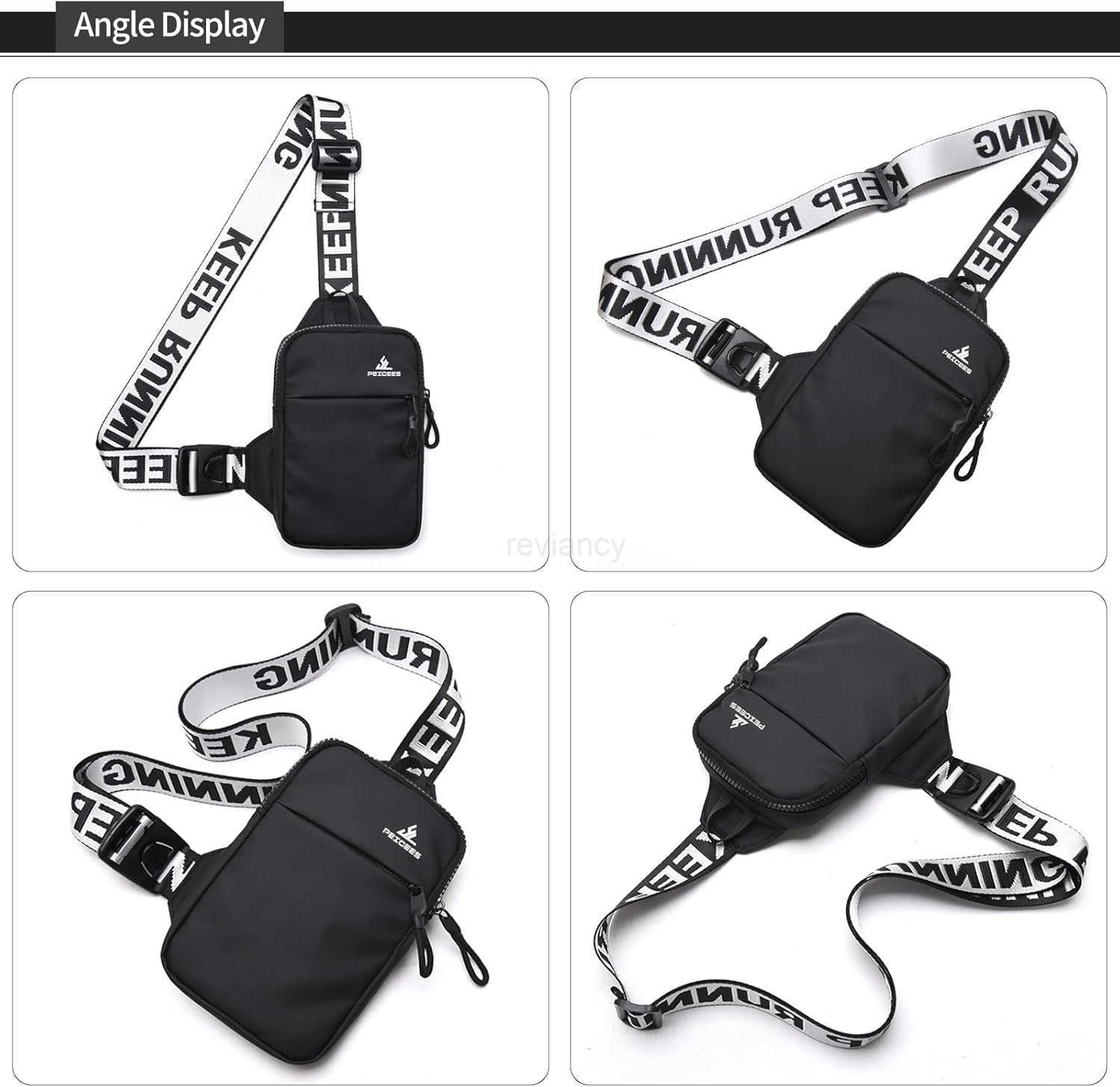 Mini Crossbody Sling Bag Chest Bag Dual Pocket Water Resistant Fanny Pack Running Phone Holder for Men Women Workout Travel BlackW250911