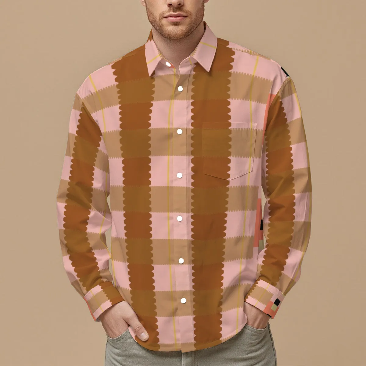 DHgatepod Men's Slim Fit Printed Long Sleeve Shirt - Lightweight Breathable Button Down Shirt for Casual & Formal Wear