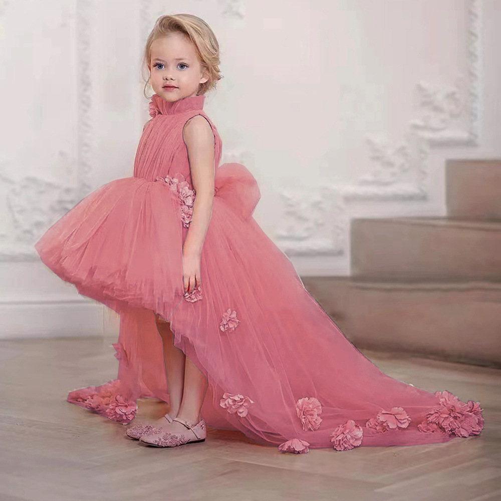 Pink Tulle Lace Fragmented Flower Girl Dress First Wedding Flower Child Birthday Banquet Sacrament Customized Dress Z250630