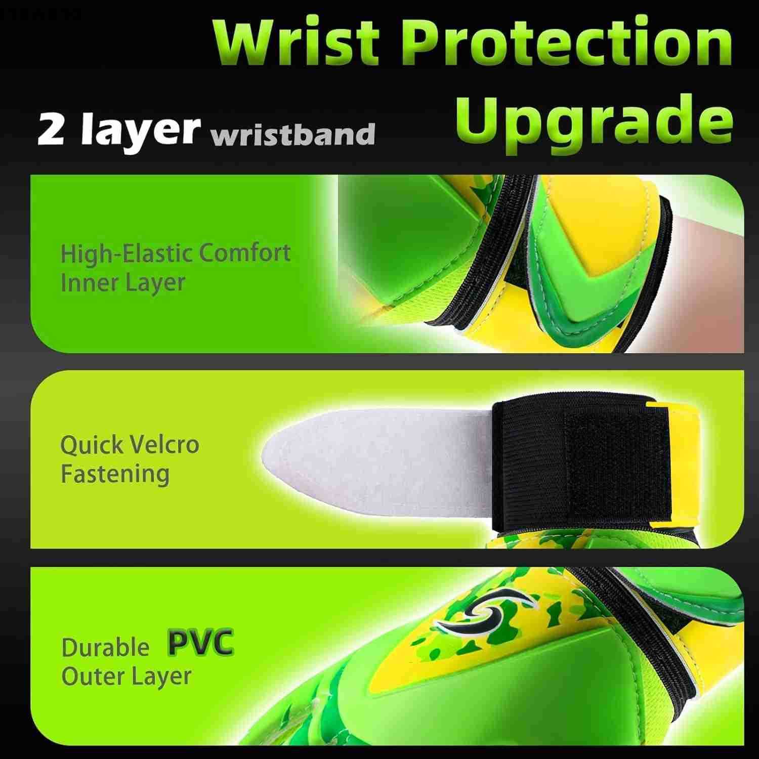 Sportout Goalkeeper Gloves Soccer Gloves with Double Wrist Protection and NonSlip Wear Resistant Latex Material to Give Protection to Prevent Injuries