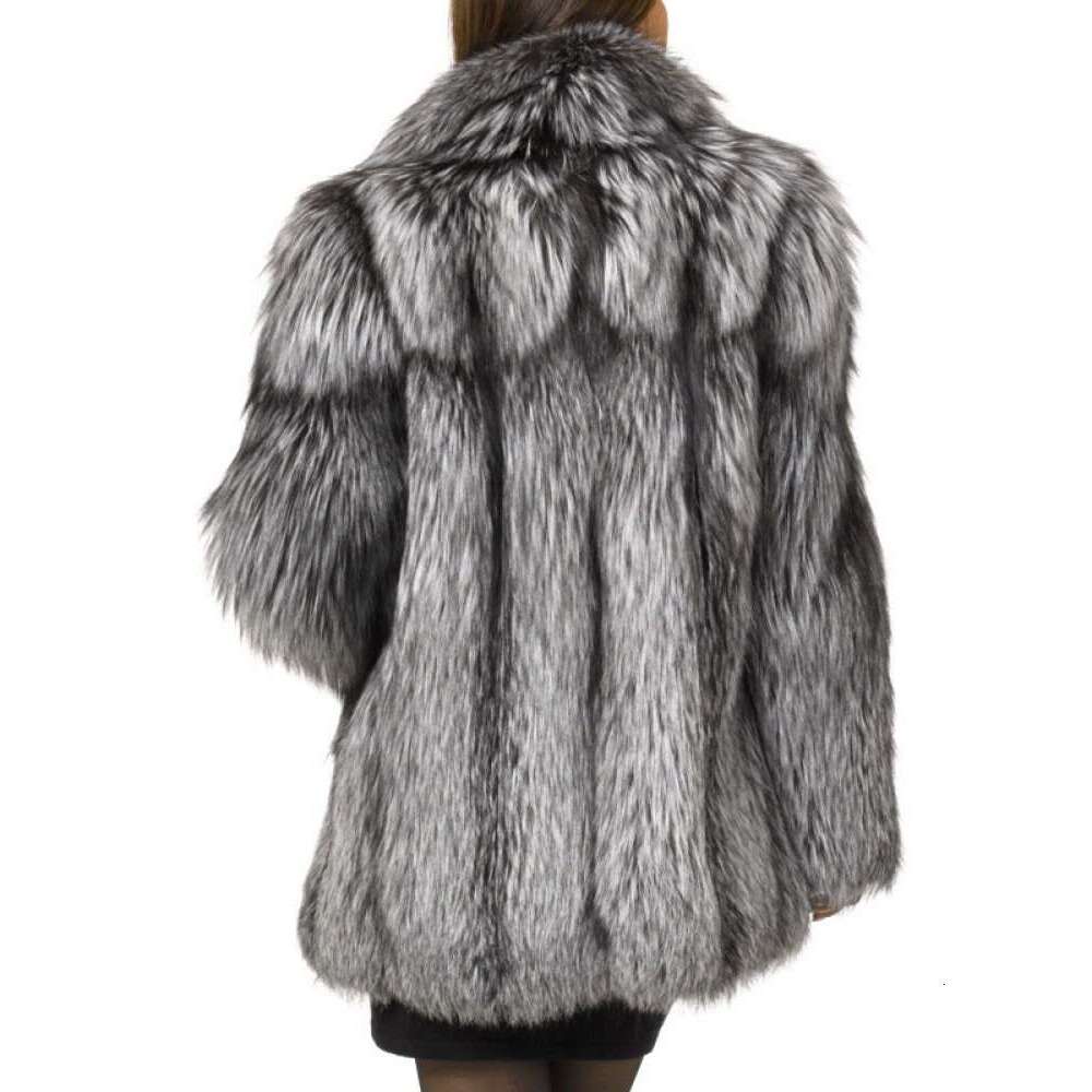 Women's Clothing Patchwork Top Fur Women's Mid Length Leather Jacket 250912
