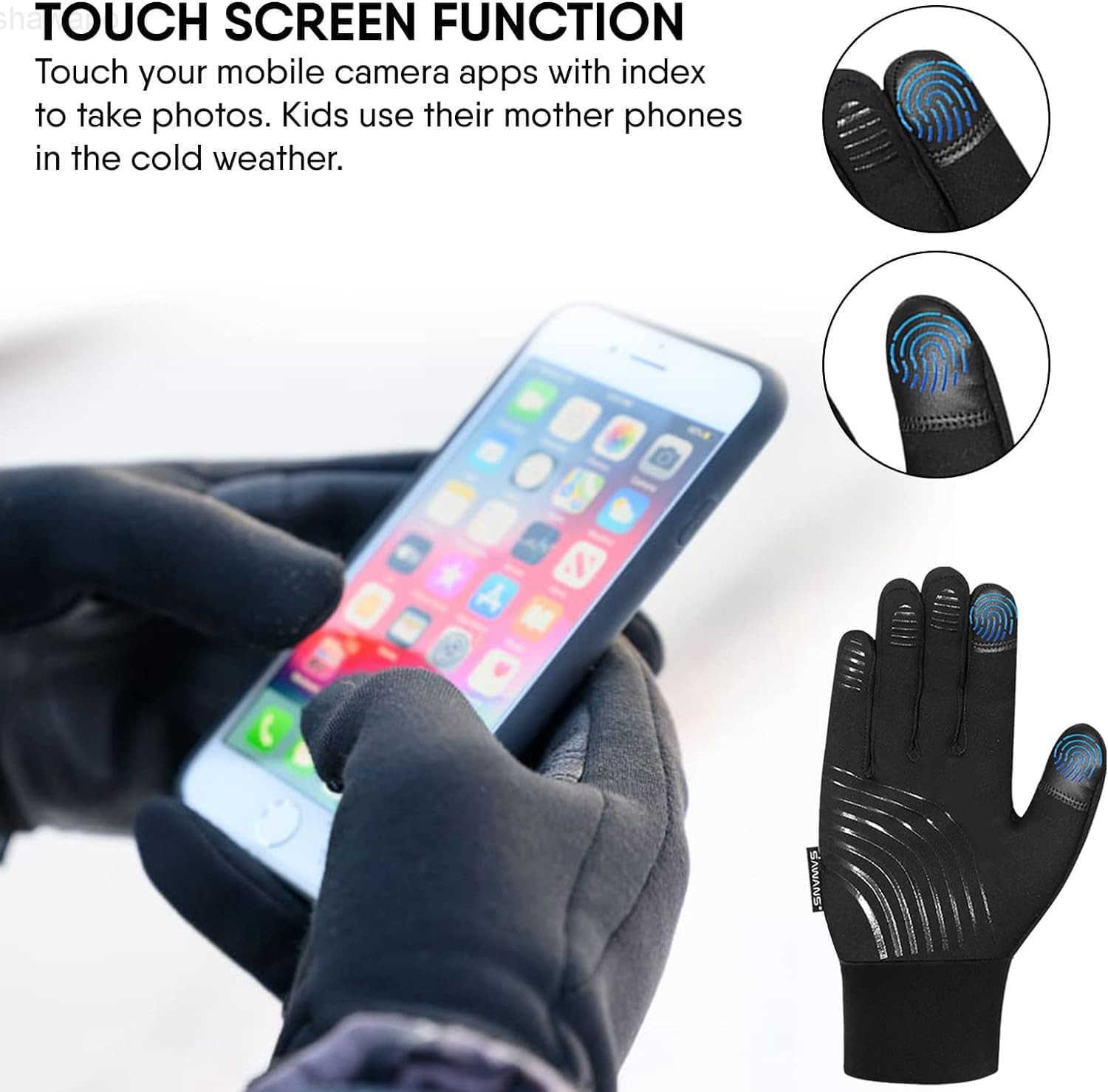 Cycling Gloves Sports Winter Thermal Boys Girls Children Windproof AntiSlip Touchscreen Gloves Age 412 Years Bike Mitts Riding Running Warm Outdoor Hi