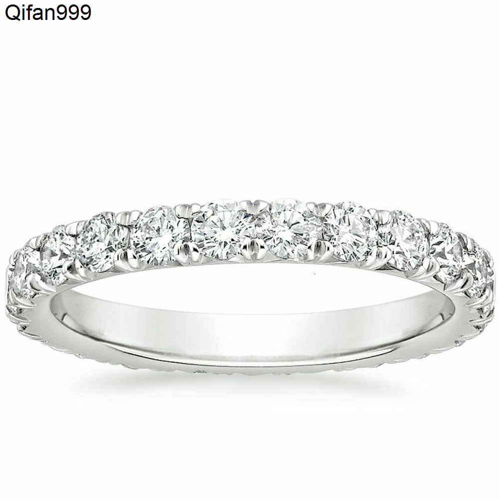 Wedding Rings AEW Solid 14K 585 White Gold 12ctw 2mm DF Color Moissanite Eternity Wedding Band Moissanite Ring for Women Ladies Ring J0112