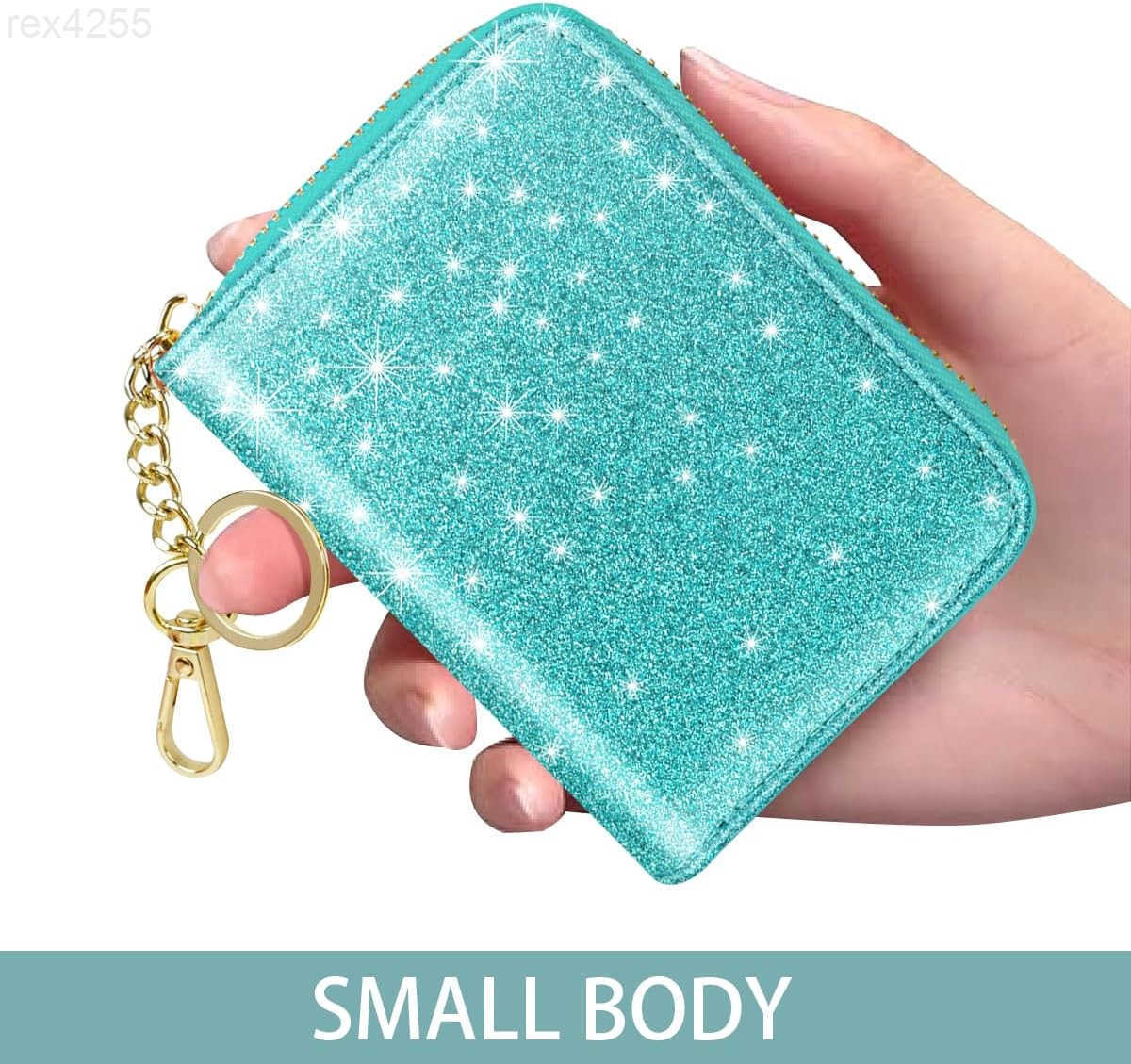14 Credit Card Slots RFID Card Holder Wallet Glitter Leather Small Cute Card Organizer Case with Coin Pocket Keychain TiffanyW250911