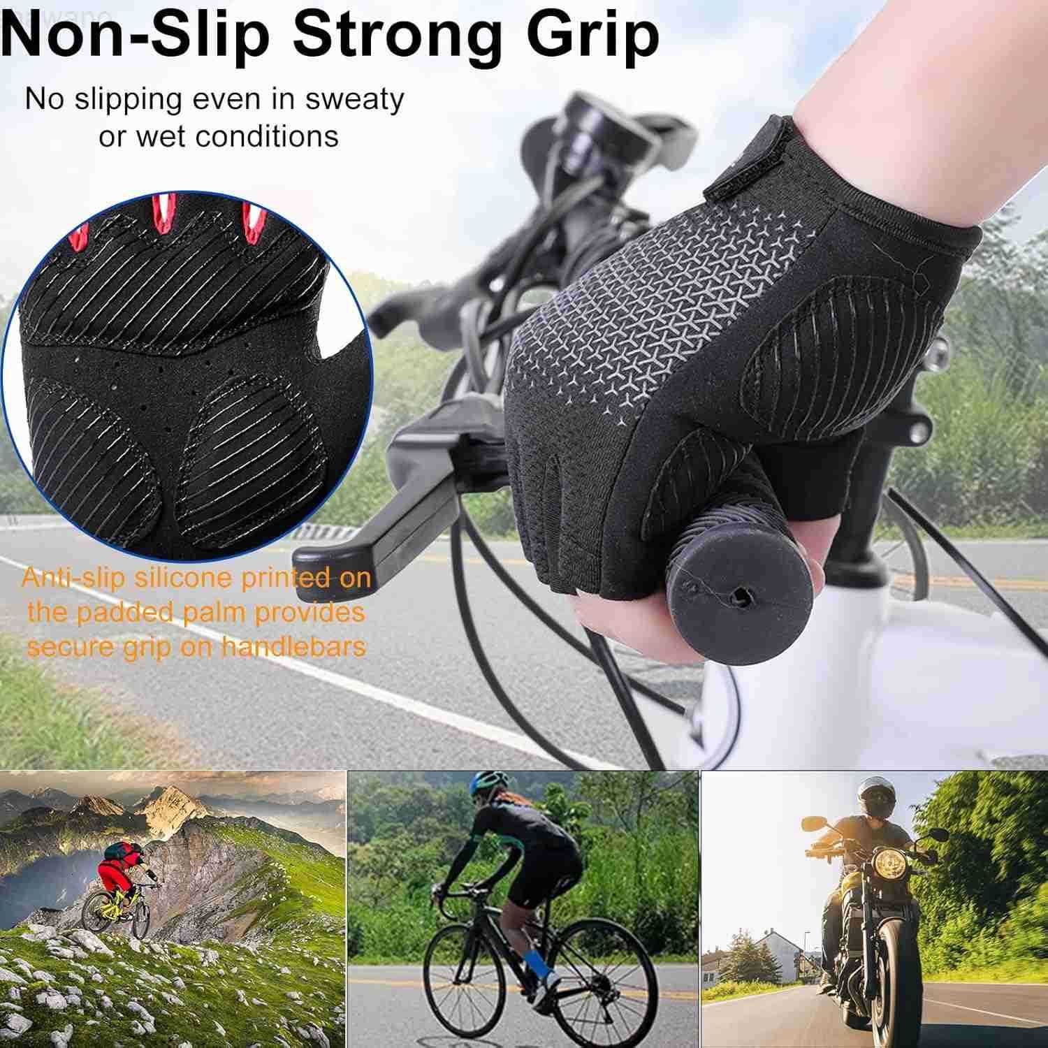 Cycling Gloves for Men Women Padded Half Finger Road Mountain Bike Gloves ShockAbsorbing AntiSlip Breathable Sports Gloves for Bicycle Riding Motorcyc
