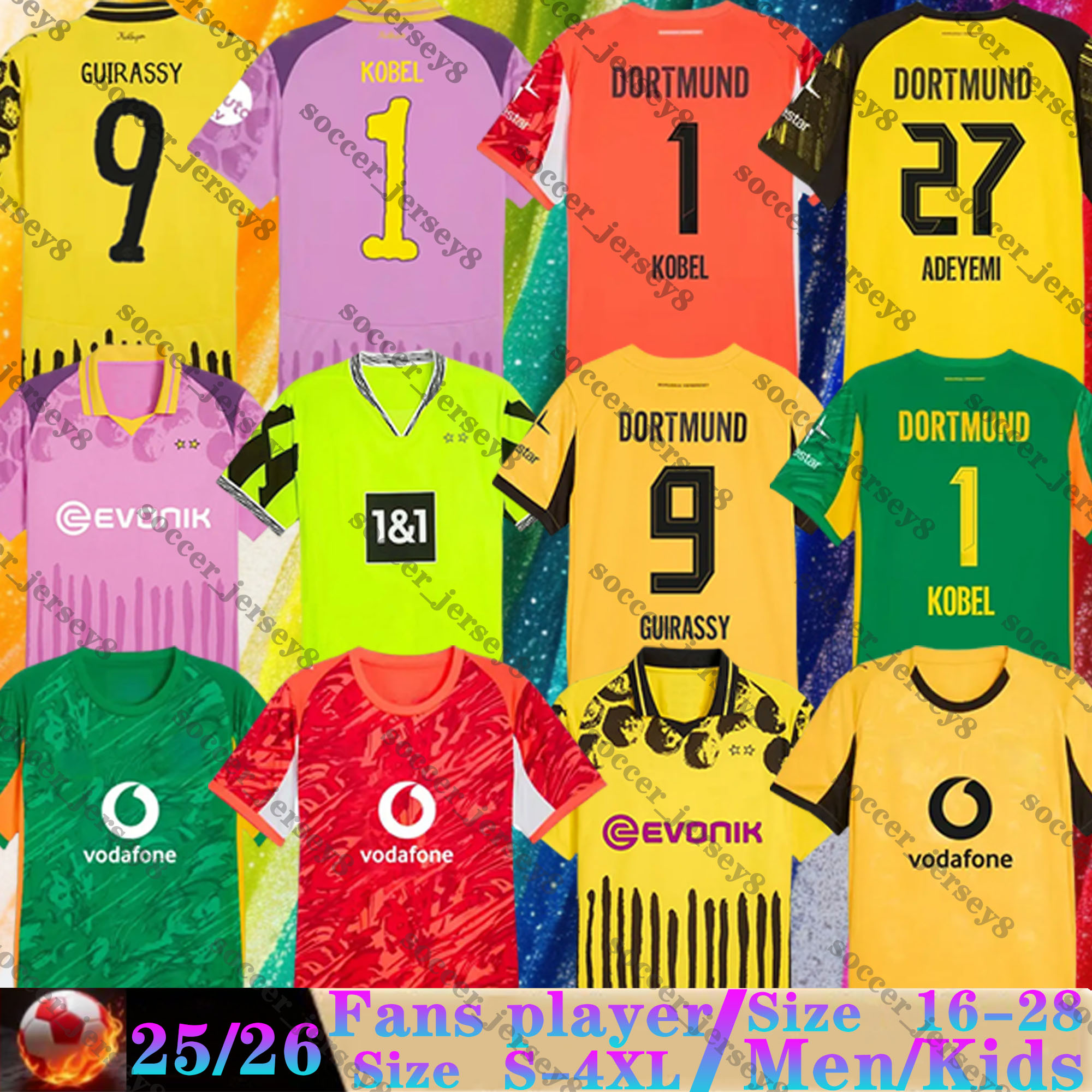25 26 JOBE GUIRASSY soccer jerseys ADEYEMI dortmunds Men Uniforms SULE SABITZER BRANDT FANS Player Version 2025 2026 Football Shirts KOBEL Goalkeeper Kids Kits Sets