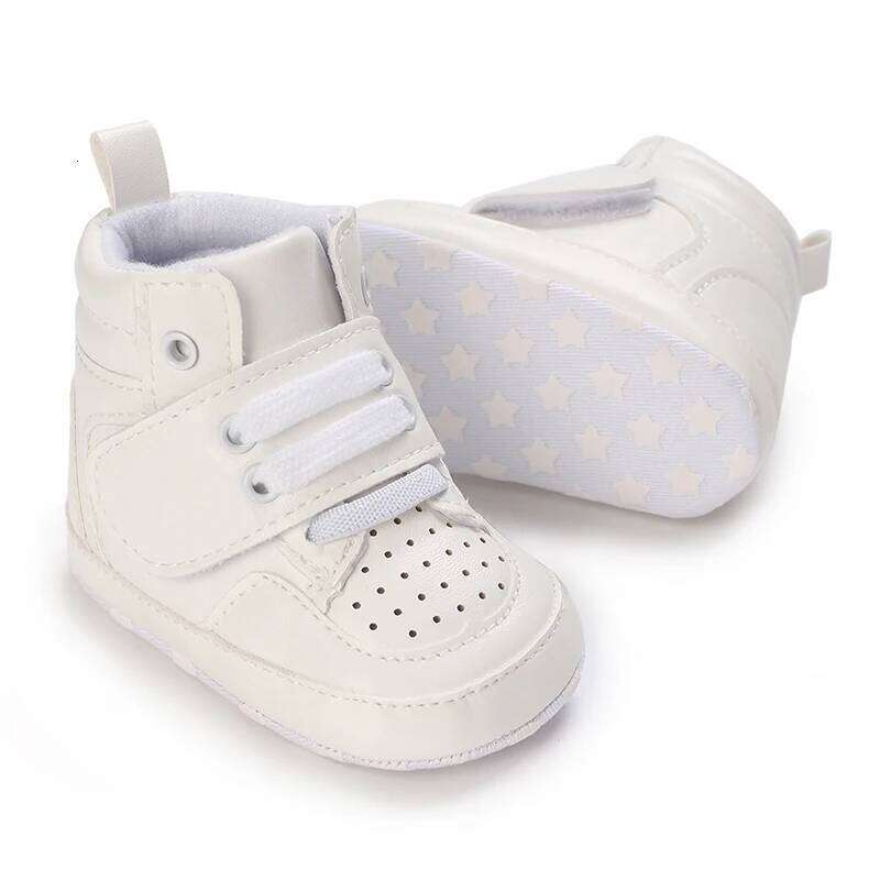 Spring Newborn Infant Girls and Boys Recreational Baptism Non-Slip Walking Shoe White Soft-soled Sneaker Prewalker