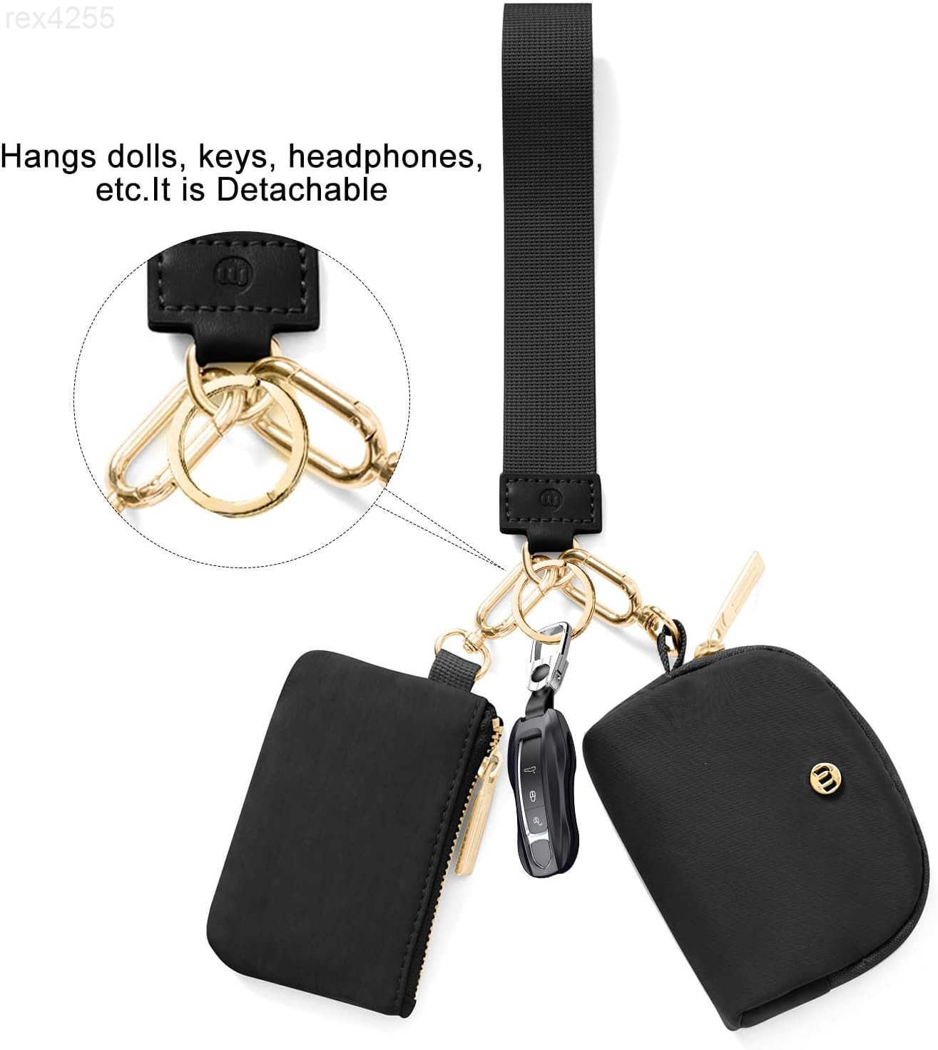 Keychain Wallet Mini Zip Around Wristlet Wallets for Women Detachable Dual Pouch Wristlet Portable Coin Purse Small WalletsW250911