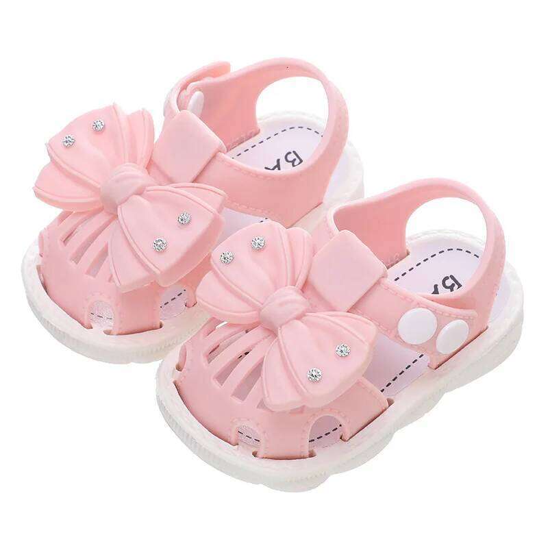 Solid Bow Children's Summer Shoes Cute PVC Beach Non Slip For Baby Girls Footwear Soft Infant Kids Fashion Sandals