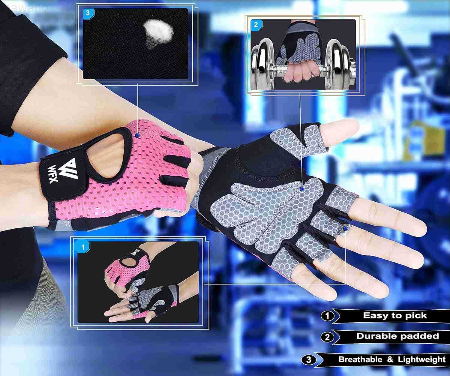 Weight Lifting Gloves for Men Women Gym Gloves with Wrist Wrap Support for Workout Training Exercise Fitness Hanging Pull ups for Dumbbell CyclingW250