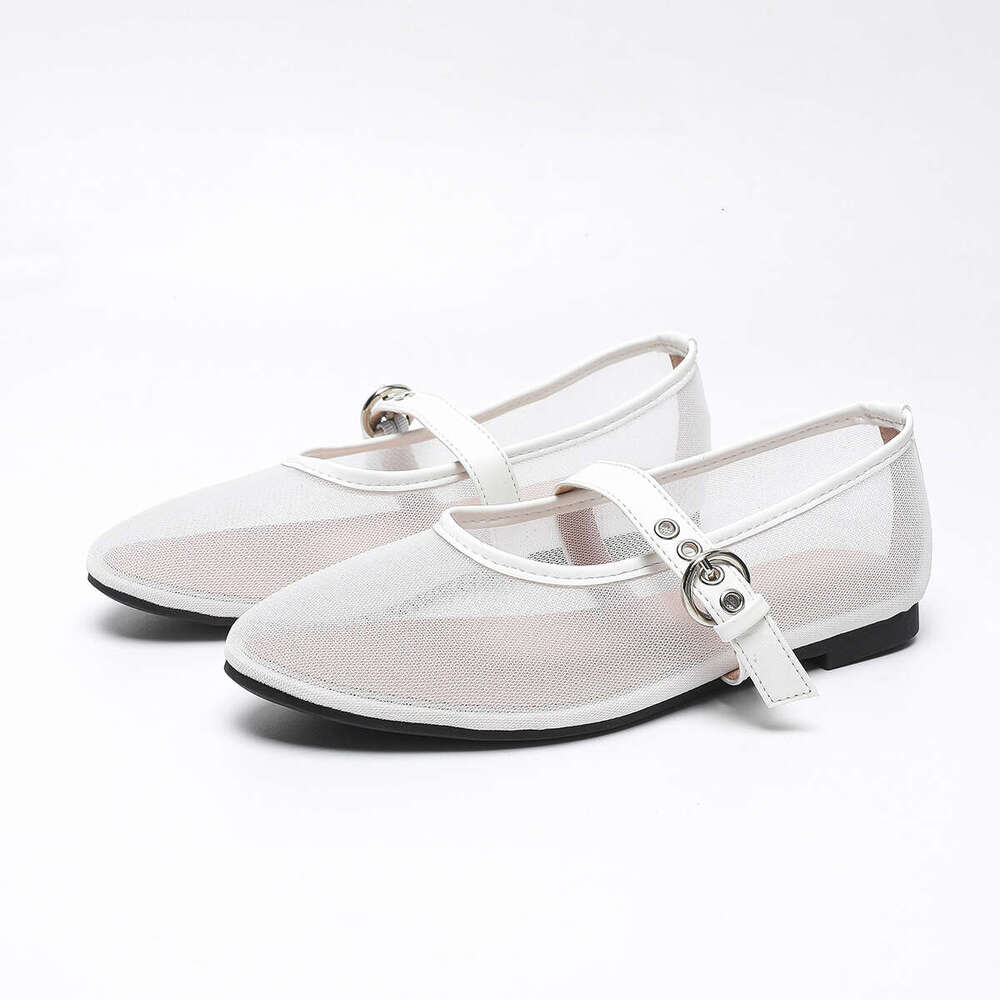 Round Toe Single Mesh Fabric Breathable Non-Slip Large Sole Mary Designer Shoe Jane Plus Size Women's Shoes 35-45