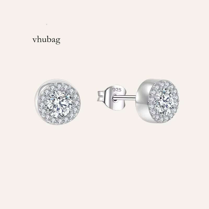 YH Jewellery S Sterling Sier with Dia Halo Center Stone Fine Jewelry Elegant Earring Post Earrings