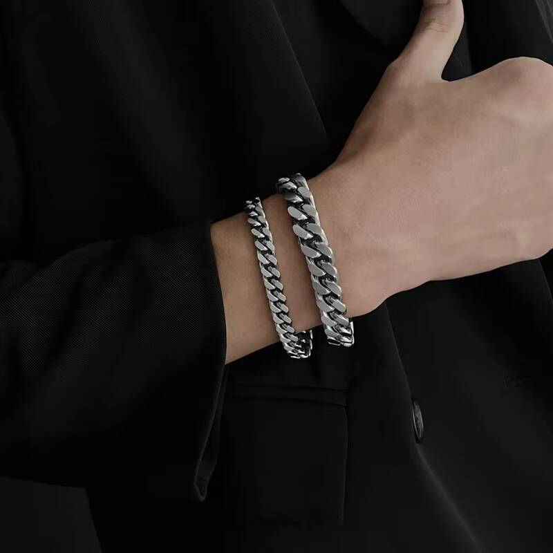 7mm9mm11mm13mm Solid Chunky Hip Hop Flat Mens Cuban Curb Link Chains Mens Miami Stainless Steel Chain Necklace