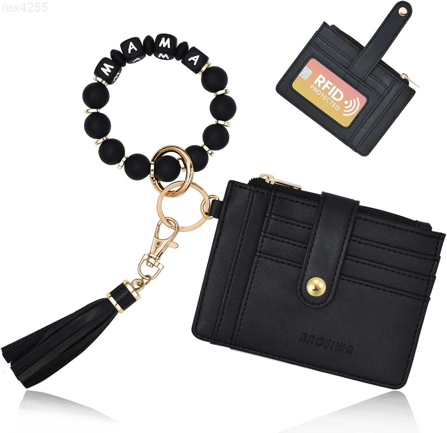 Silicone Bracelet Keychain Wallet for Women Wristlet Card Holder Slim RFID Wallet with Zipper PocketW250911