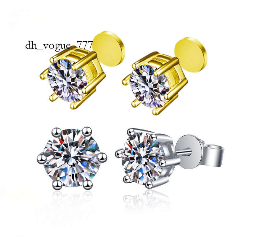Classic Six-Prong Moissanite Earrings Sterling Sier Gold Plated Cross-Border Hot-Selling Fashionable Ear Jewelry for Women