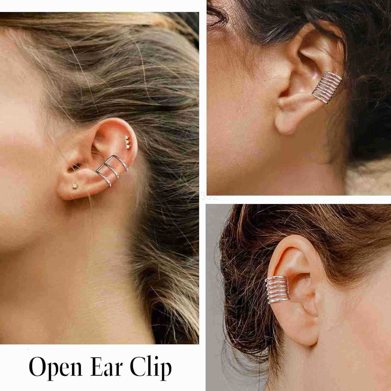 925 Sterling Silver Ear Cuff Non Piercing Helix Cartilage Clip on Wrap Earrings for Women Various StylesW250911