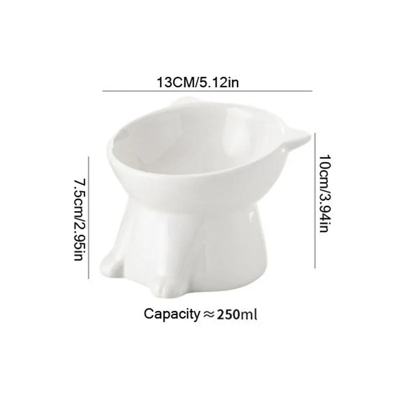 Cat Bowl Large Capacity Pet Bowl Cat Food Bowl Neck Guard Kitten Diagonal Pet Bowl