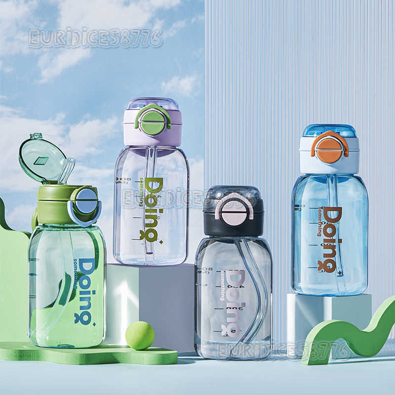 New Large Capacity Double Drinking Straw Cup Summer Men and Women Simple Plastic Cup Outdoor Portable Sports Water Bottle H250911