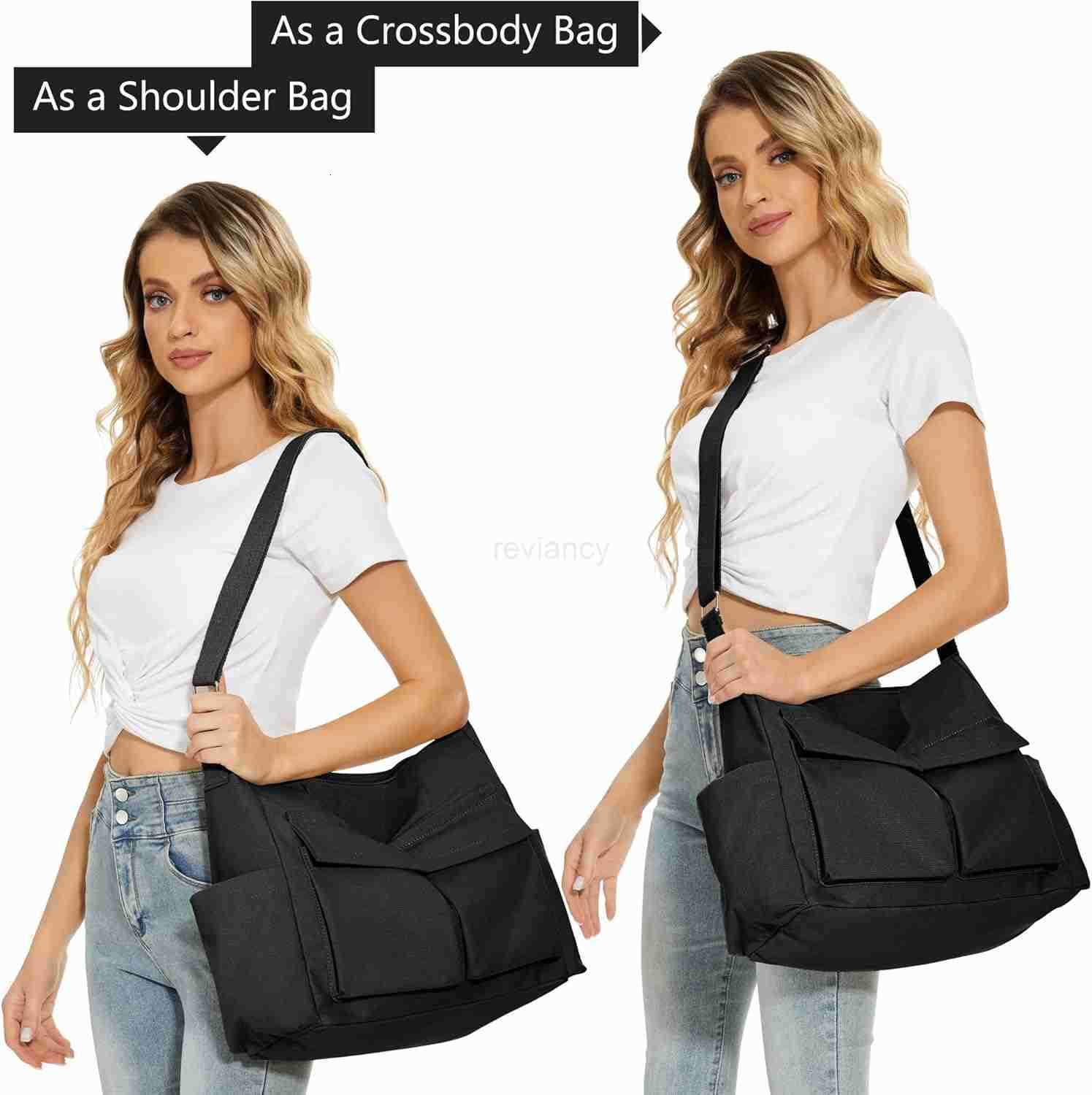 Canvas Tote Bag Messenger Bag Large Crossbody Bag for Women or Men Casual Canvas Shoulder Bag for College Work DailyW250911