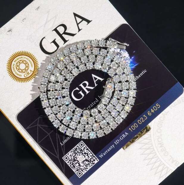 Sier Jewelry Ice Mossanite Moissanite Colorful Champagne Green Black Blue Tennis Chain Necklace