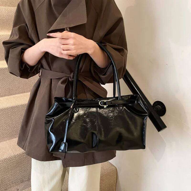 2025 New PU Leather Tote Slouchy Hobo Handbag Fashion Shoulder Large Top Handle Bag for Women Work Shopping Travel