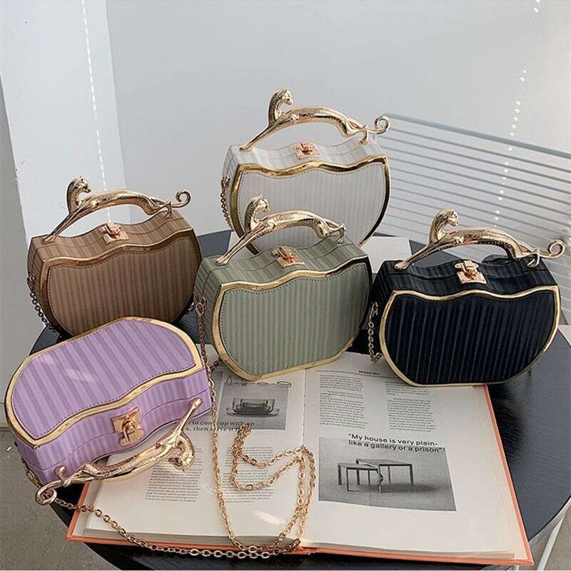 Female Designer Stripe Printed Women's Handbag Fashion Chain Crossbody Bag Box Tote 2022 Summer New Ladies Shoulder Purse