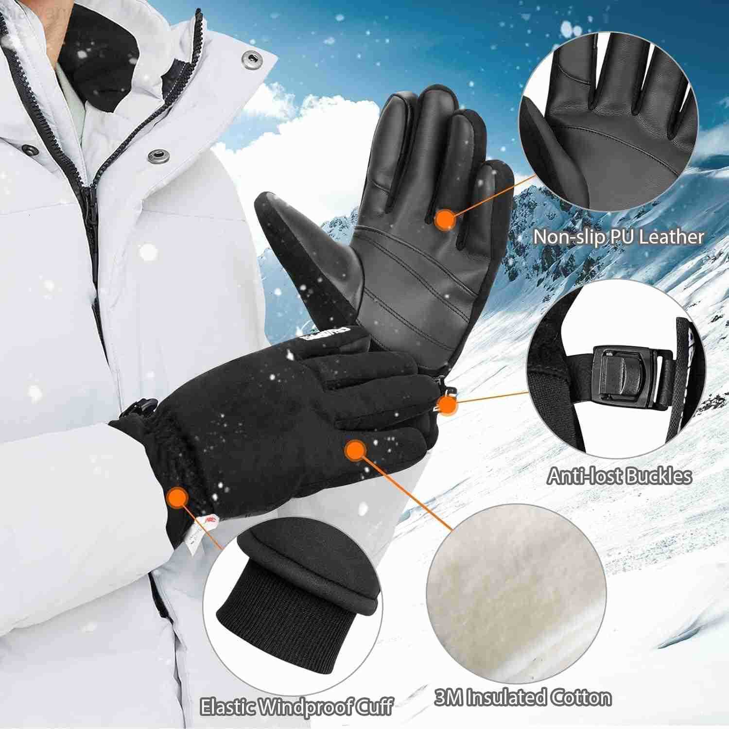 Winter Thermal Gloves for Men Women 20 AntiSlip Waterproof Deerskin Suede Insulated Touchscreen GlovesW250911
