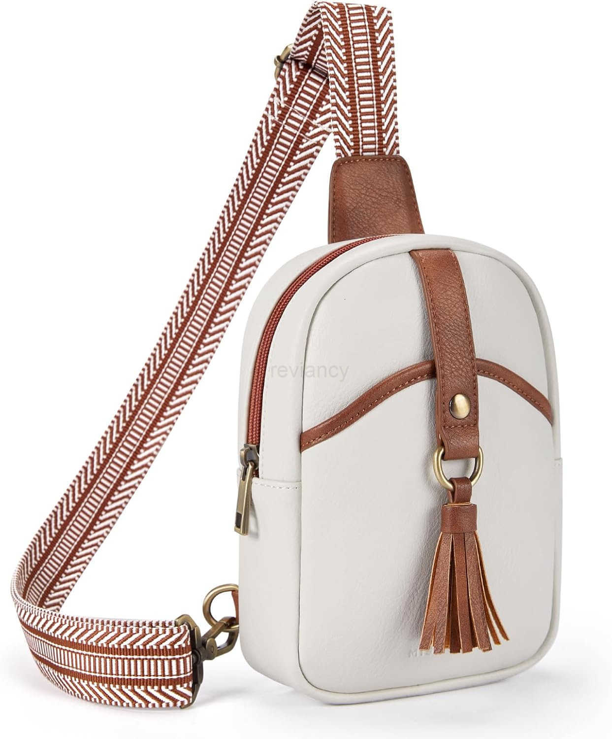 Small Sling Bag for Women PU Leather Fanny Pack Crossbody Purse Trendy Chest Bag for Travel ShoppingDaily Beige BrownW250911